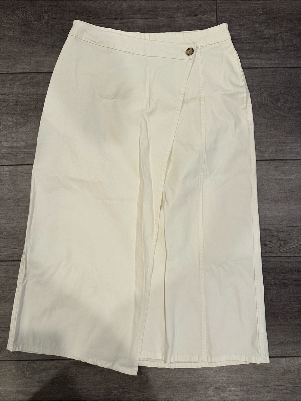 Universal Thread Cream Midi Wrap Skirt with Front Button